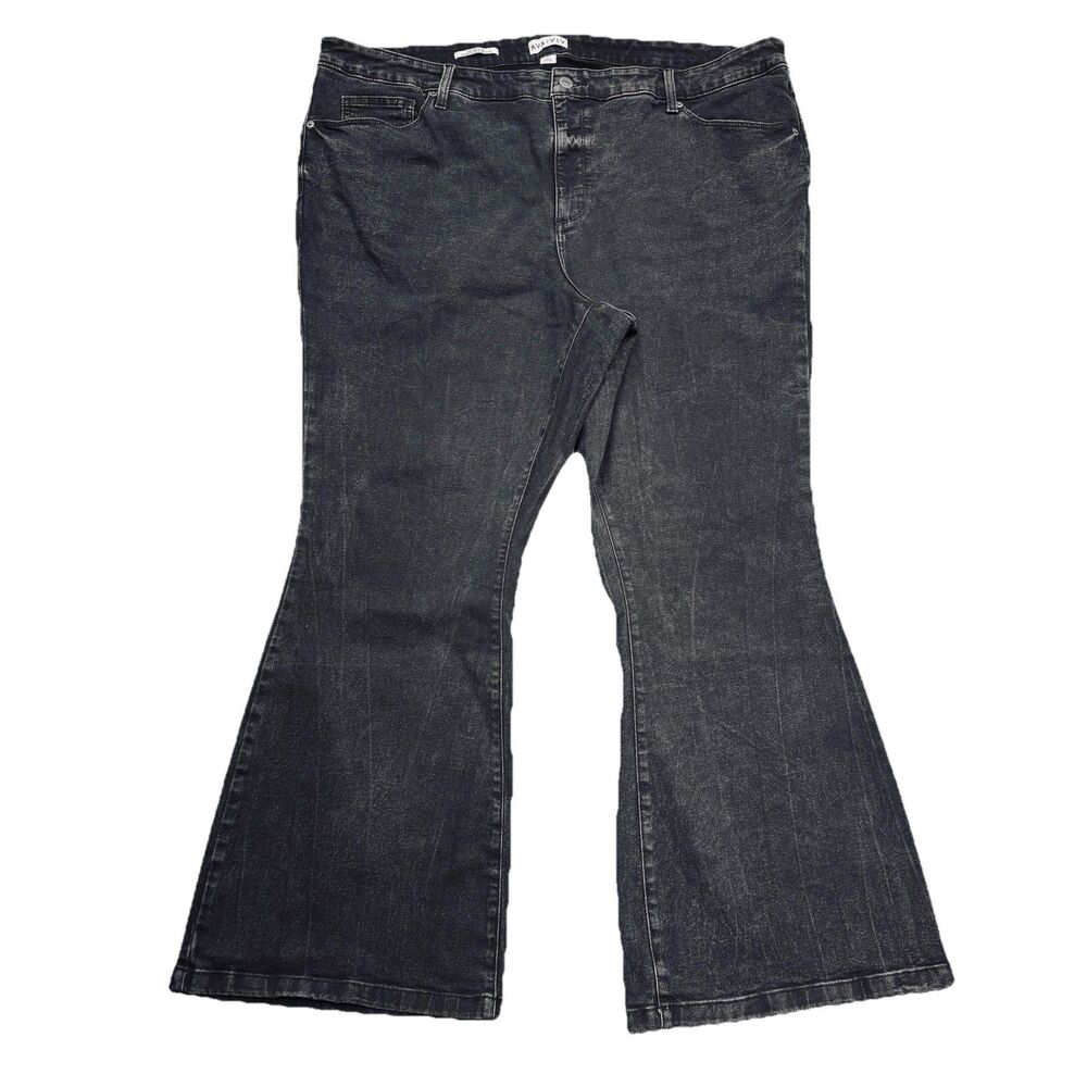 Ava & Viv High Rise Flare Jeans Plus 24 (47x30.5) Black Denim Stretch Womens